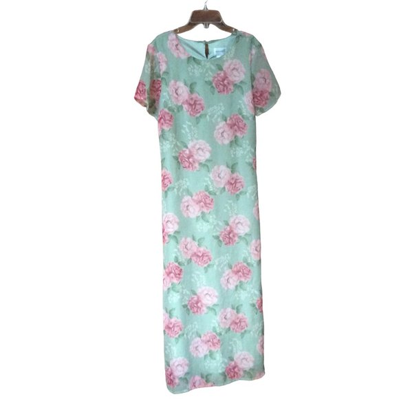 Vintage Fashion Bug Y2K Garden Pastel Floral Whimsy 90s Maxi Dress Size 14 - Picture 1 of 4